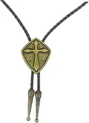 [VALICLUD] Antiqued Cross Necktie Vintage Western Cowboy Bolo Tie Stylish Fashion Necklace