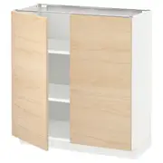 METOD base cabinet with shelves/2 doors, white/Askersund light ash effect, 80x37x80 cm