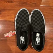 NEW Vans Mens Classic Checkerboard Black Slip On Skate Shoes Size 6 FREE SHIP