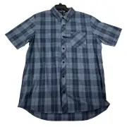 Travis Mathew Blue Performance Plaid Stretch Shirt Howlett Indigo M