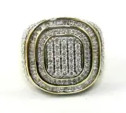Natural Round & Emerald Diamond Cluster Square Men's Ring 14k Yellow Gold 2.50Ct