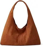 [EMGILL] Women's Suede Tote Bag Retro Crescent Shoulder Bag Trendy 2025 Suede Handbag Underarm Purse Work Bag Dumpling Bag