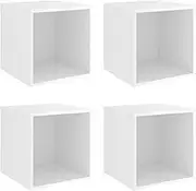 vidaXL 4X Wall Cabinets Home Organiser Living Room Storage Hanging Wall-Mounted Floating Cabinet Furniture Shelf High Gloss White Engineered Wood