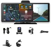 10.26" 4K Car DVR CarPlay Android Auto Dashboard ADAS AUX Dash Cam Rear Camera Video Recorder 24h Park(ADAS Full Set,with 128G TF Card)