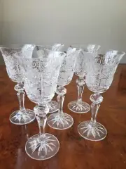 Czech Bohemian Crystal Set of 6 Stem Liqueur Glasses
