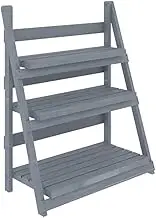 Wood Plant Stand, 3 Tier Ladder Folding Plant Shelf, 37in Tall Corner Plant Stands for Multiple Plants, Multi-Layer Ladder Planter Stand for Patio Balcony Living Room Garden