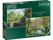 Falcon De Luxe Romantic Countryside Cottages Jigsaw Puzzles 2x 500pcs (FAL11261)