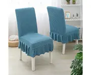 WSECOMM Easy-Going Dining Chair Covers Stretch Parsons Chair Slipcover with Skirt Chair Covers for Dining Room Restaurant Banquet(Blue)