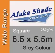 Extra Heavy Duty Shade Sail Gray Grey Square 5.5m x5.5m, 5.5x5.5m, 5.5 by 5.5