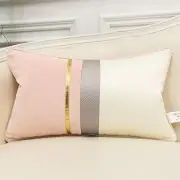 12 x 20 Inches Pink White Gold Leather Striped Patchwork Velvet Cushion Case