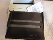 NEW $42 MENS PERRY ELLIS SLIM BIFOLD WALLET / BILLFOLD - LEATHER - BLACK