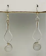 925 Sterling Silver Moonstone Pierced Earrings