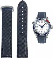 [FOUUA] Watch Strap 22 mm 20 mm for Omega Compatible with Omega Watch Strap Silicone and Canvas Folding Clasp Suitable for Omega [SpeedMaster] [Seamaster] [De Ville]