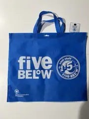 10 Reusable SHOPPING Tote Bags BLUE Handles “LET GO AND HAVE FUN” 18x16” 5below