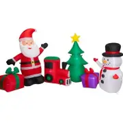 Holiday Time Santa Snowman Train Christmas Tree Collection Scene 9' Inflatable