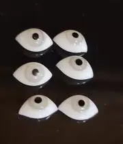 12 MM GLASS EYES GRAY PINCH BACK ANTIQUE GERMAN BISQUE DOLLS 3 Pairs