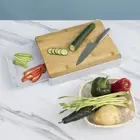 Bamboo Cutting Board Heavy-Duty Chopping Board with Slide Out Drawer Tray DrIer