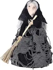 Horror Broom Doll Halloween Decoration - Witch Doll Halloween Decoration - Handcrafted Halloween Decoration Props Halloween Doll for Family Friends Colleagues