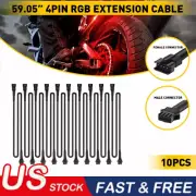 10x 4.9ft 4 Pin Extension Wire Cable Cord Kit for LED RGB Under Glow Rock Light