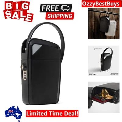 Portable Indoor/Outdoor Lock Box Safe with Key and Combination Access Compact...