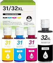 31 Ink 32XL Black Ink Bottle Set, Smart tank 5101 7602 6001 5000 ink refill Replacement for HP 31 32XL Ink Bottle Set for Smart Tank 651 5101 5000 7602 5103 6001 7301 7001 7302 5102 7002 7006 Printers