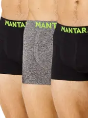 Mens 3 Pack Seamfree Trunks BLACK GREY SPACEDYE (SOLID)