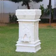 Marble Tulsi Pot, White Marble Carving