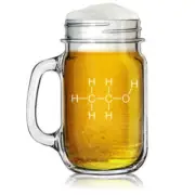 16oz Mason Jar Glass Mug w/ Handle Alcohol Molecule Science Geek Nerd