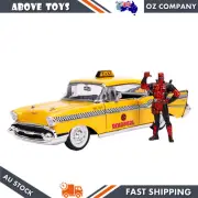 Jada 1:24 Scale 1957 Chevrolet Bel Air Taxi With Deadpool Diecast Model