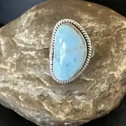 Womens Blue Larimar Navajo Sterling Silver Ring Size 10 17652