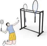 Tennis Racket Storage Rack,Racket Storage Rack, Mobile Display Rack，Floor Standing Mobile Tennis Racket Rack Holder on Wheels, Large Capacity Badminton Racket Storage Organzier Stand for Kid