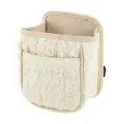 Car Trash Can Portable and Hanging Front Rear Seat Trash Bin Beige White 1 Pcs