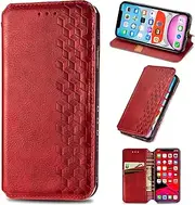 Compatible with Nokia C31 Cover,Compatible with Nokia C31 Magnetic Closure Flip Stand Wallet Card Holder Case Red