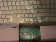 Thin Wireless Keyboard Mouse Combo Set Computer Laptops Blue Turquoise
