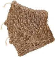 Minkissy 3pcs Jute Soap Saver Bags Drawstring Exfoliating Pouches for Bath Shower Mesh Holder for Drying Fiber Bathroom Organization Essential