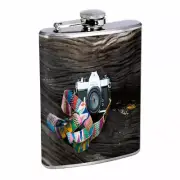 Camera Em2 Flask 8oz Stainless Steel Hip Drinking Whiskey