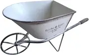 Generic Wheelbarrow Planter Flower Display Stand Iron Wagon Planter Box Flower Holder for Wedding, White