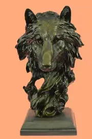 Looking Howling Wolf German Shepherd Bust Hybrid Dogs Art Bronze Decor Figure