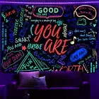 Blacklight Insprational Tapestry UV Reactive Tapestry for Bedroom Black Light