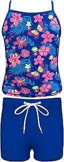 [SHEKINI] Girls Two Piece Tankini Sets Bathing Suits with Boyshorts Kids Sport Swimsuits