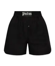 Palm Angels Logo Patch Elastic Waist Shorts S,XS,XXL Black