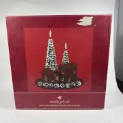 CHRISTMAS Candle Gift Set / Rustic Cabin Luminaries With Pine Forest Candles