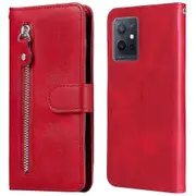 For Vivo Y55 5g/y75 5g/t1 5g Fashionable Cowhide Pu Leather Phone Shell Zippered Pocket Wallet Stand Case