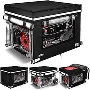 GUYISS Generator Covers While Running, 32x24x24 inch Generator Cover, 900D+210D Heavy Duty Waterproof, PVC Transparent Visual Operation Window, Top Can Be Opened for Refueling. Black
