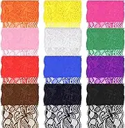 Swpeet 12 Rolls 5 Yard by 3.15" Wide Mixed Colors Lace Fabric Stretch Elastic, Trim Lace Ribbon, Elastic Lace Trim, Sewing Lace Trim Ribbon for Garment, Headbands, Wedding Bouquet