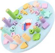 KOMBIUDA Early Educational Digital Shape Clock Boys and Girls' Puzzle Toy Creative Clock Board Improve Logical Skills Made of Wood Great for Toddlers Parent-Child Interaction