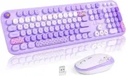 MOFII Wireless Keyboard and Mouse Combo, Cute Retro Typewriter Pale Purple