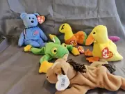 5th gen Beanie Babies Lot Of 5/Tag Errors/Inch/Derby/Quackers/Smoochy/America