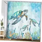 Sea Turtle Shower Curtain Coastal Beach Decoration Nautical Shower Curtains