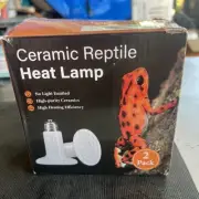 2 Pack Ceramic Heat Emitter, 110V/150W Reptile Heat Lamp Bulb, No Light Emitting